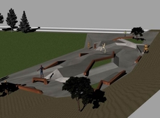 Een simulatie van het toekomstige skatepark. 